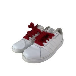 K-Swiss Mens White low Sneakers With Red Laces size 12